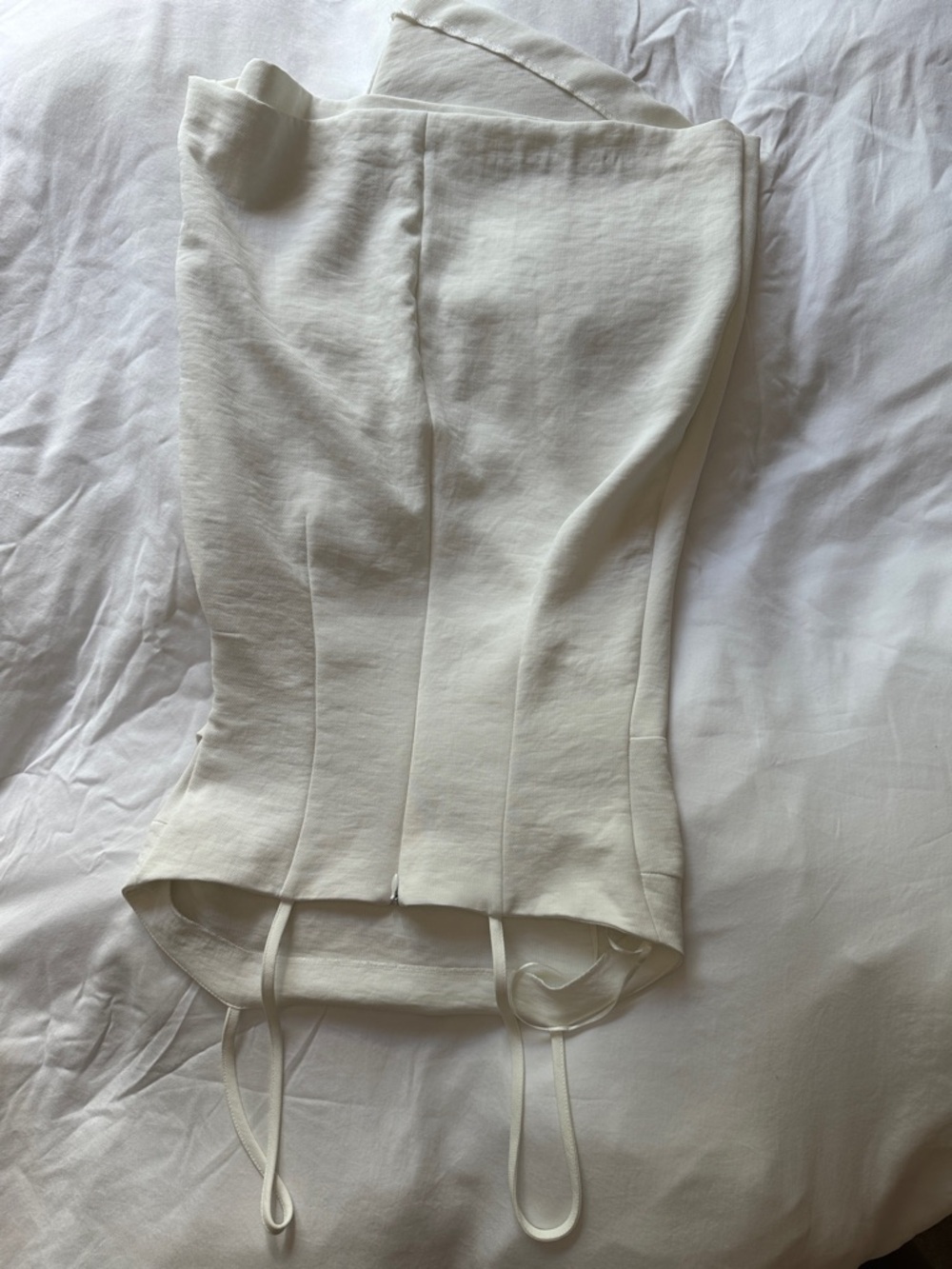 Zara Cream Strapless Mini Dress with Side Ruching - Picture 2 of 3